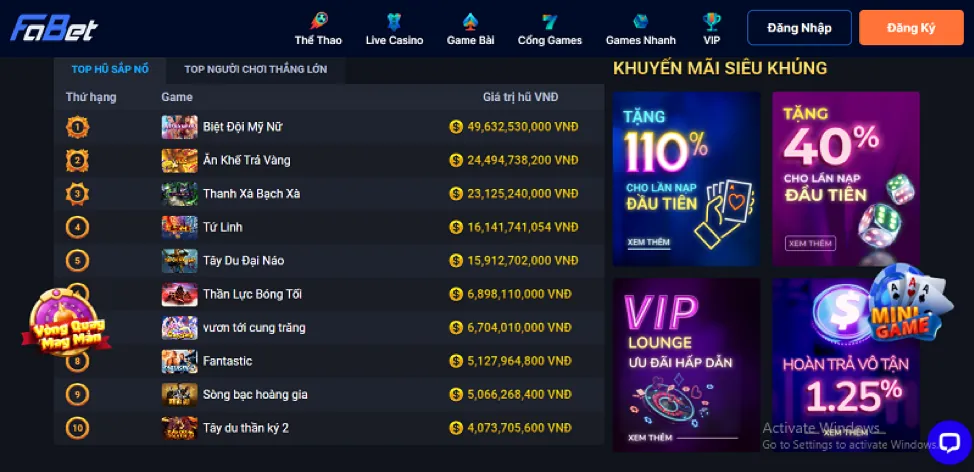 Đa dạng trò chơi casino trực tuyến SumVIP
